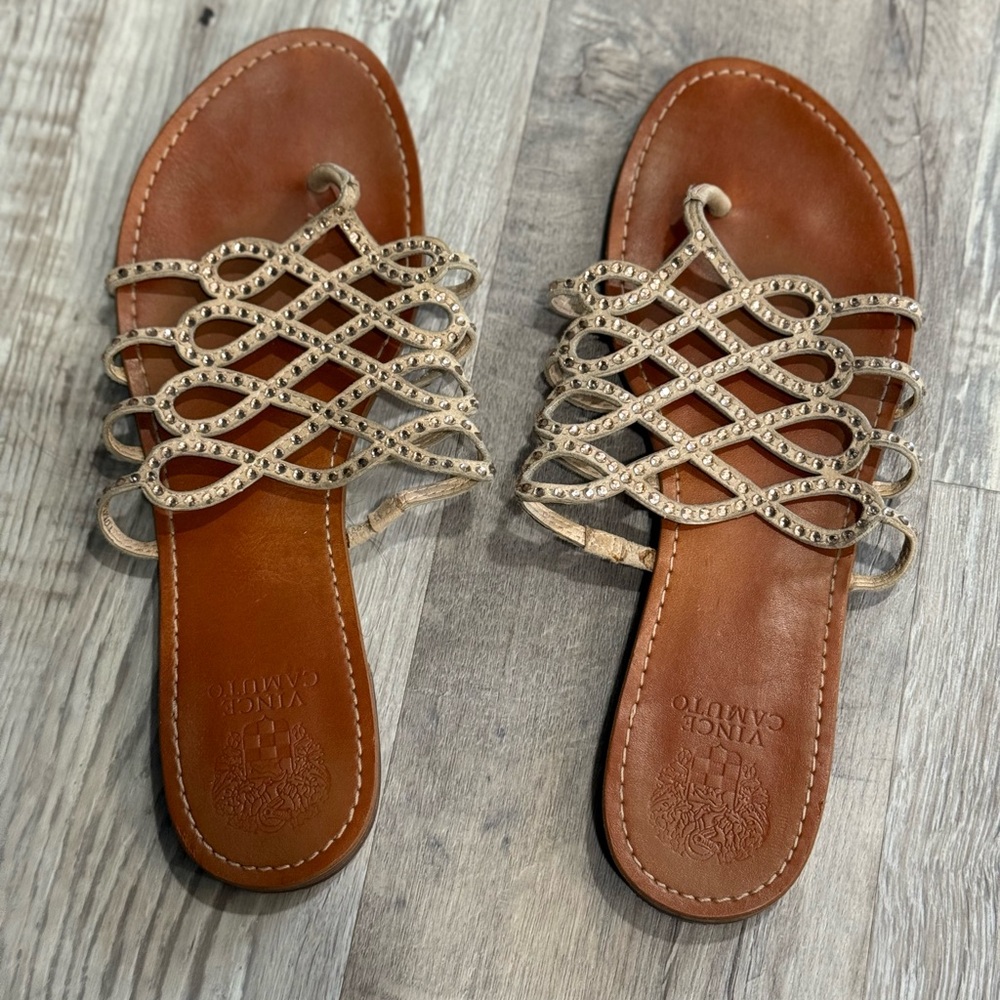 Vince Camuto Beige Woven Sandals